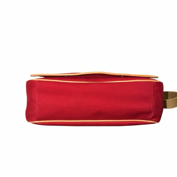 Coach Women’s Red Canvas and Tan Leather Diaper Shoulder Bag 25-6437 - Picture 8 of 10